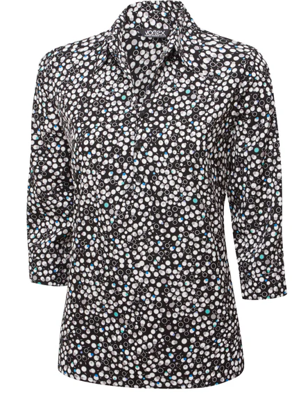 EVIE Bubble Print  3/4 Sleeve with Collar