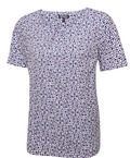 ISLA Tuck Neck Print Short Sleeve Blouse