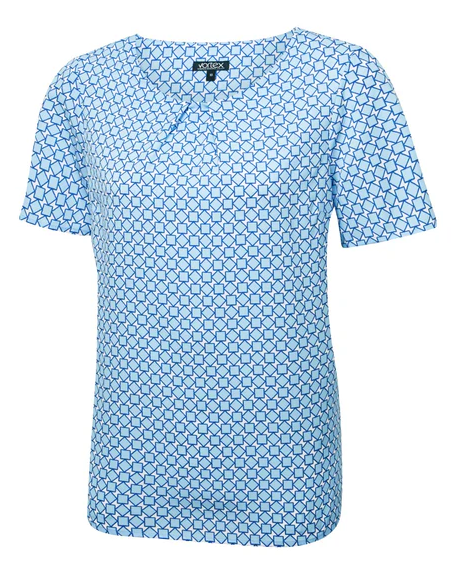 MOLLY Short Sleeve Tuck Neck Comfort Blouse