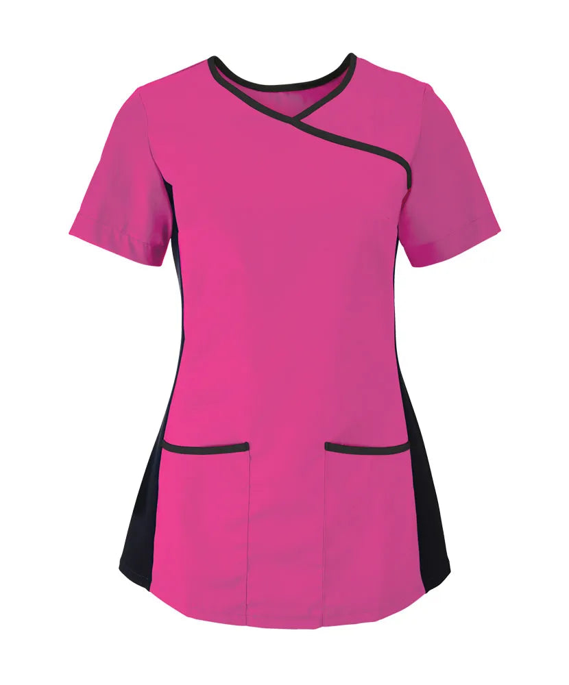 Stretch Female Fit Contrast Scrub Top NF43