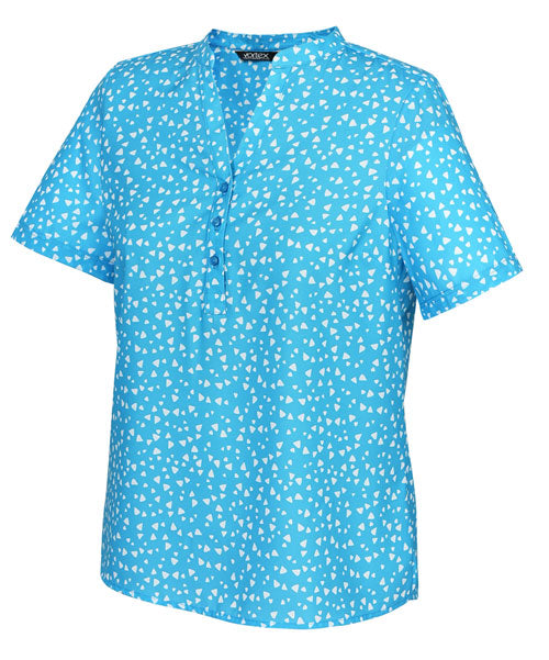 BELLA Short Sleeve Pop-Over Print Blouse