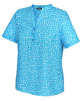 BELLA Short Sleeve Pop-Over Print Blouse