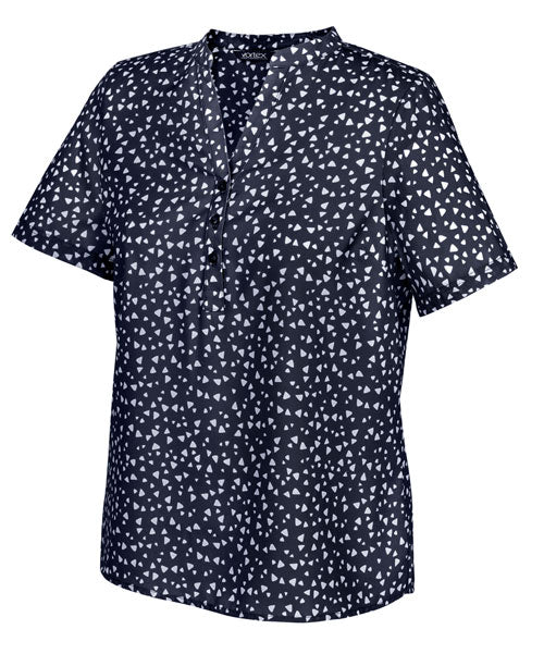 BELLA Short Sleeve Pop-Over Print Blouse