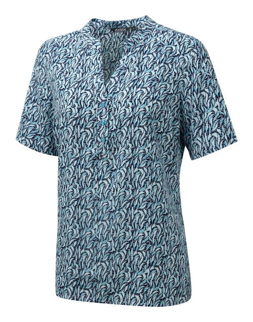 BILLIE Short Sleeve Pop-Over Print Blouse