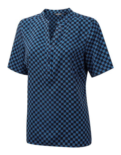 BONNIE Short Sleeve 3 Button Neck Print Blouse