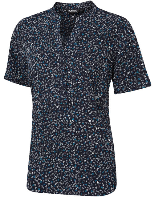 JEWEL Short Sleeve Print Pop-Over Blouse