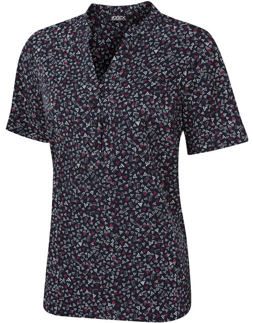 JEWEL Short Sleeve Print Pop-Over Blouse