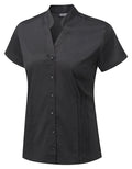 MIA Mandarin Collar Short Sleeve Cotton Touch Blouse