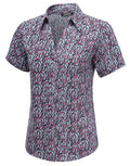 WILLOW Button Down Short Sleeve Print Blouse