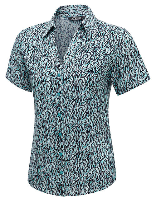 WILLOW Button Down Short Sleeve Print Blouse
