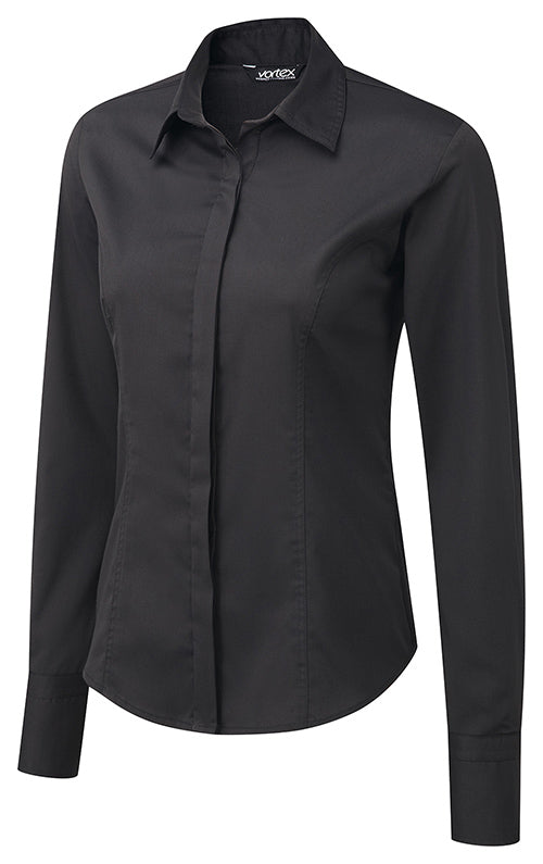 ZOE Concealed Button Down Long Sleeve Blouse